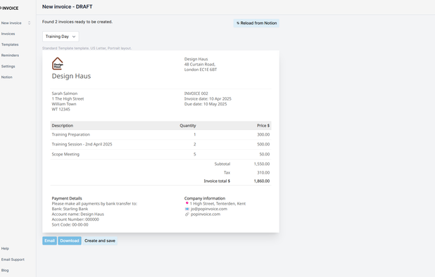Pop Invoice - PDF invoice generator
