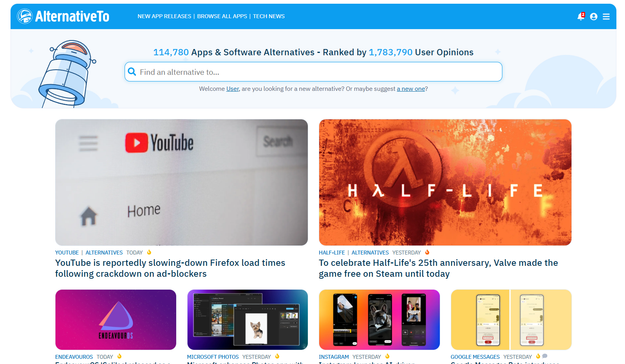 AlternativeTo screenshot