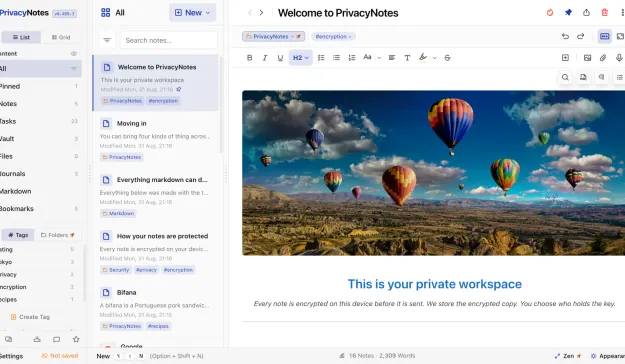 PrivacyNotes screenshot